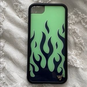 Wildflower Green Flames iPhone Case